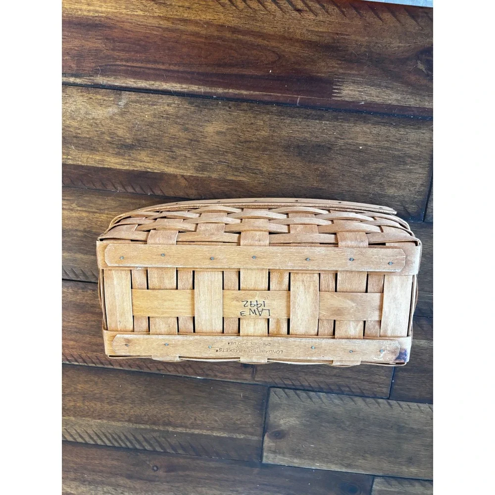 Vintage 1992 Longaberger Handwoven Rectangular Basket Dresden Ohio USA LAW 3